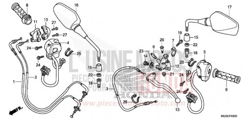 HEBELGRIFF/SCHALTER/KABEL (NC700S/SA) NC700SD de 2013